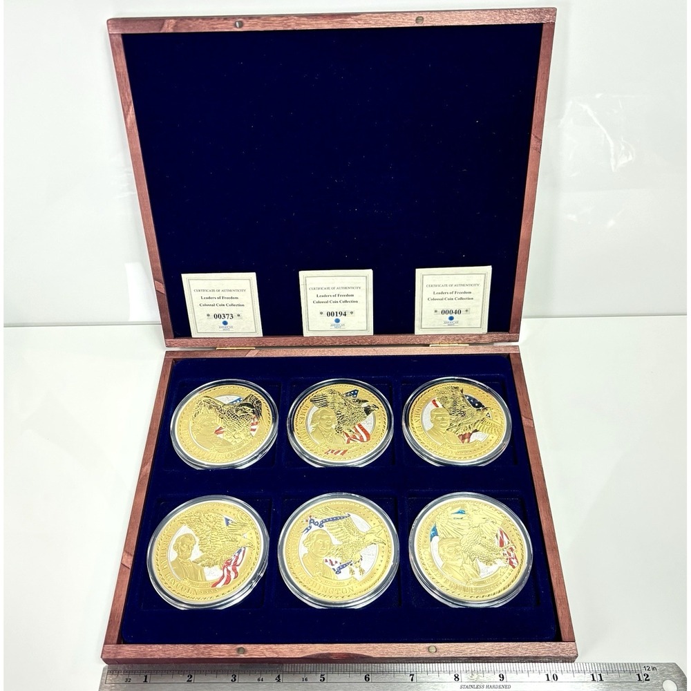 24k Gold & Spot Silver Layered Proof Coin Set of 6 2020 Extra Large 110g Each